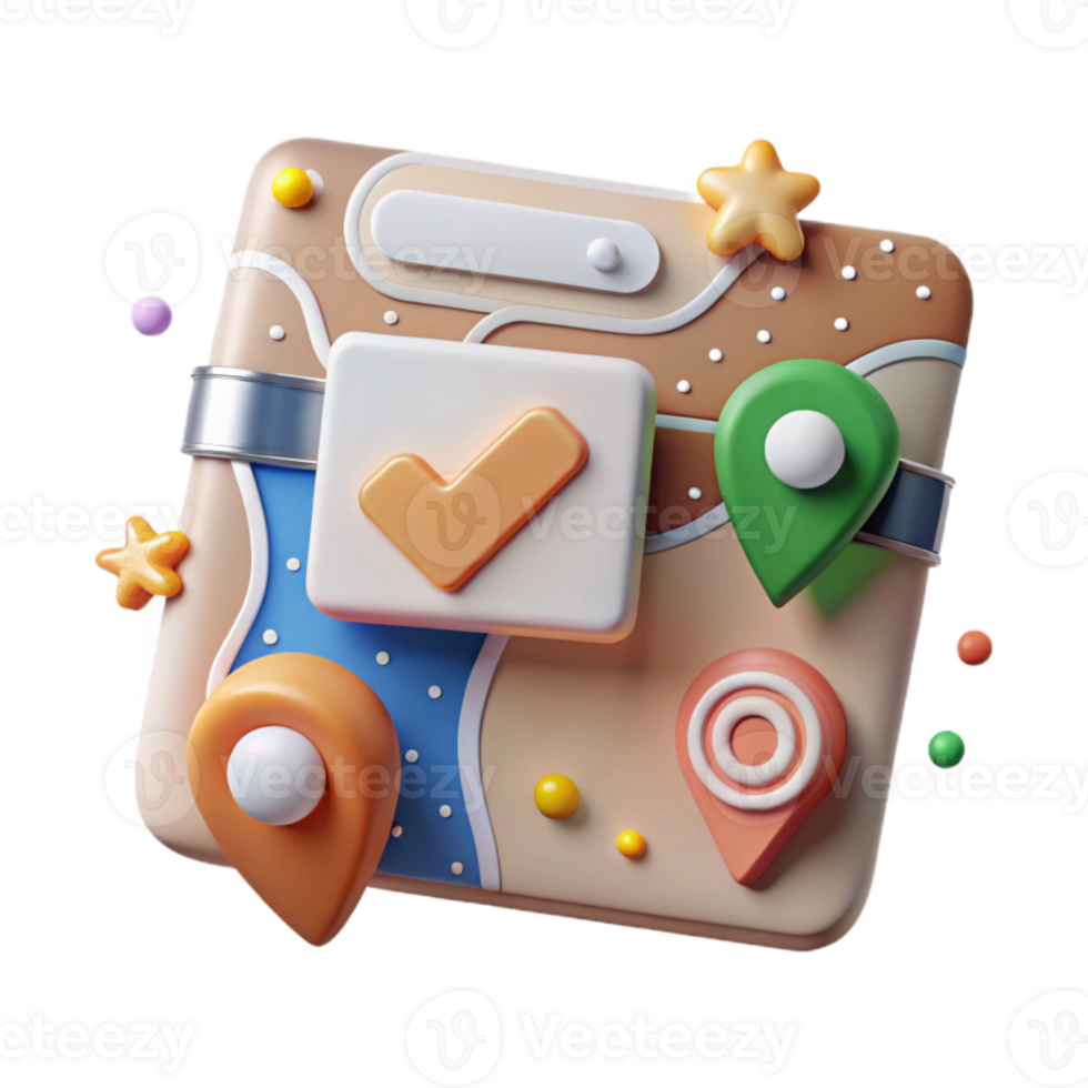 beautiful abstract Map Navigation Interface with Search Bar Transparent for Travel Apps professional png