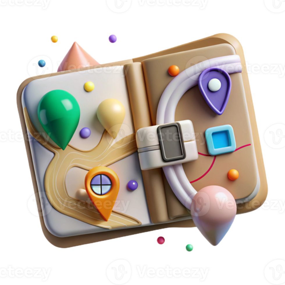vibrante clássico mapa navegação interface com procurar Barra transparente para viagem apps profissional png