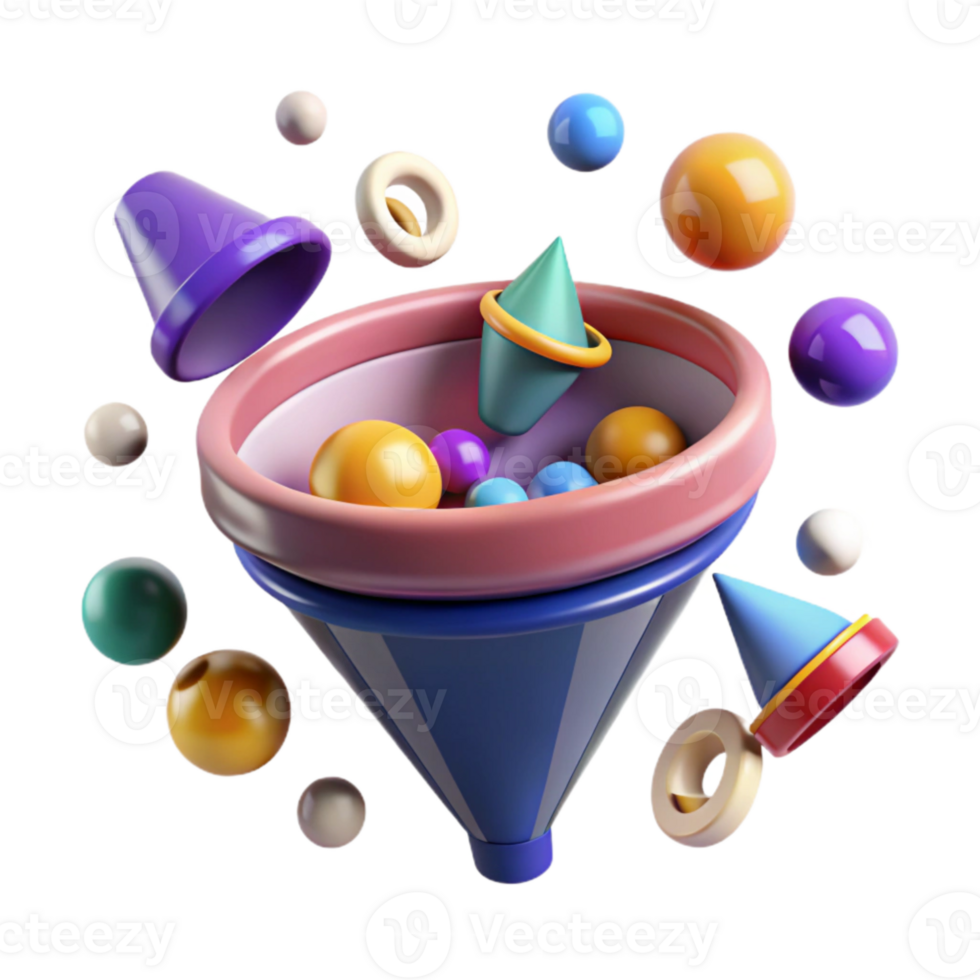 beautiful artistic Marketing Funnel Diagram Isolated for Business Presentations premium png