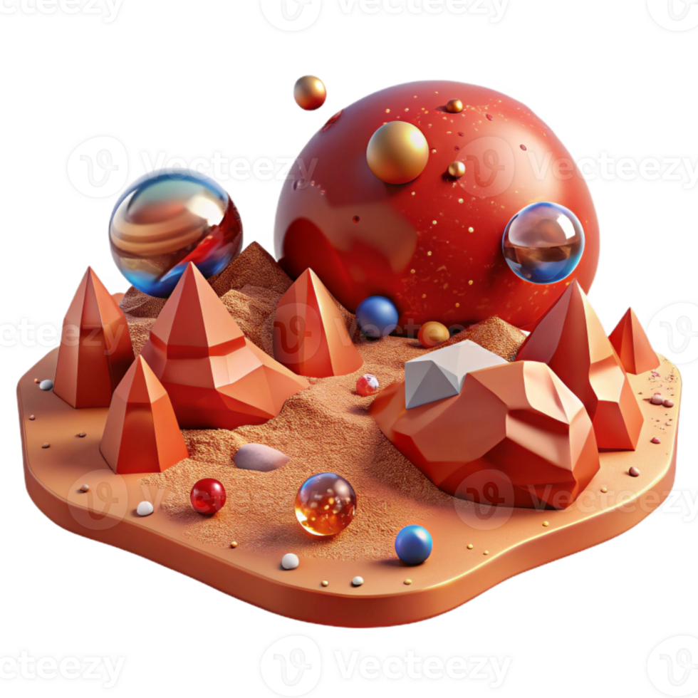 extraordinary artistic Mars Landscape Red Rocks and Dust Isolated for Planetary premium png