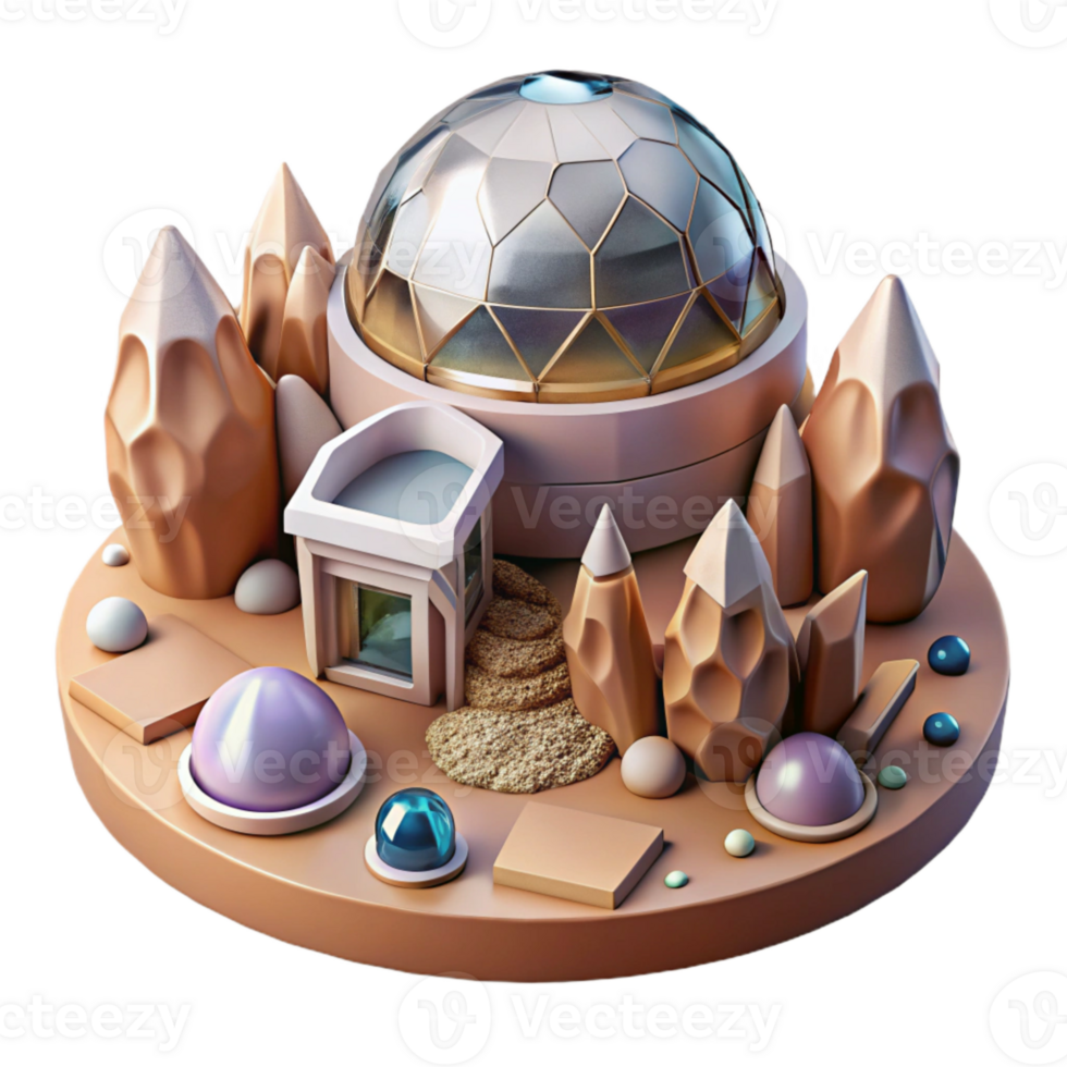 stunning rustic Mars Colony Habitat Concept Art Isolated for Science Fiction detailed png