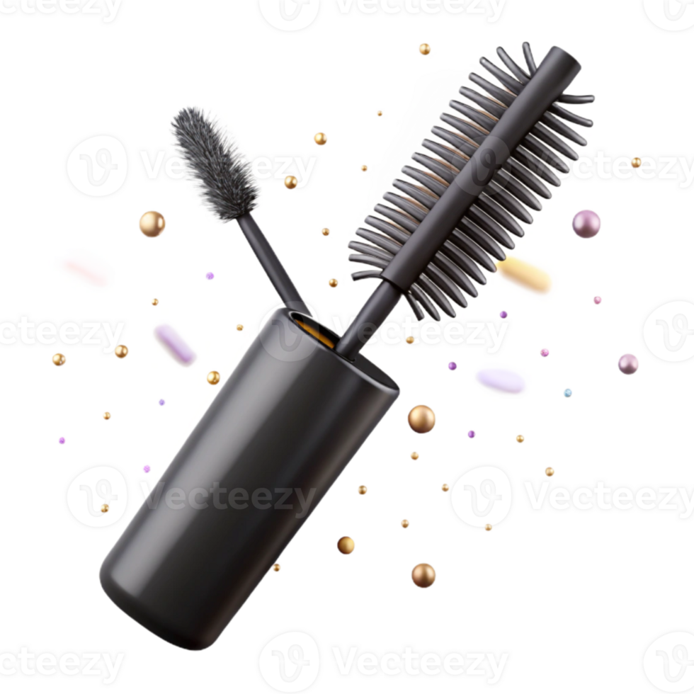 dramatic minimalist Mascara Wand Black Strokes Transparent for Lash Extension Ads png