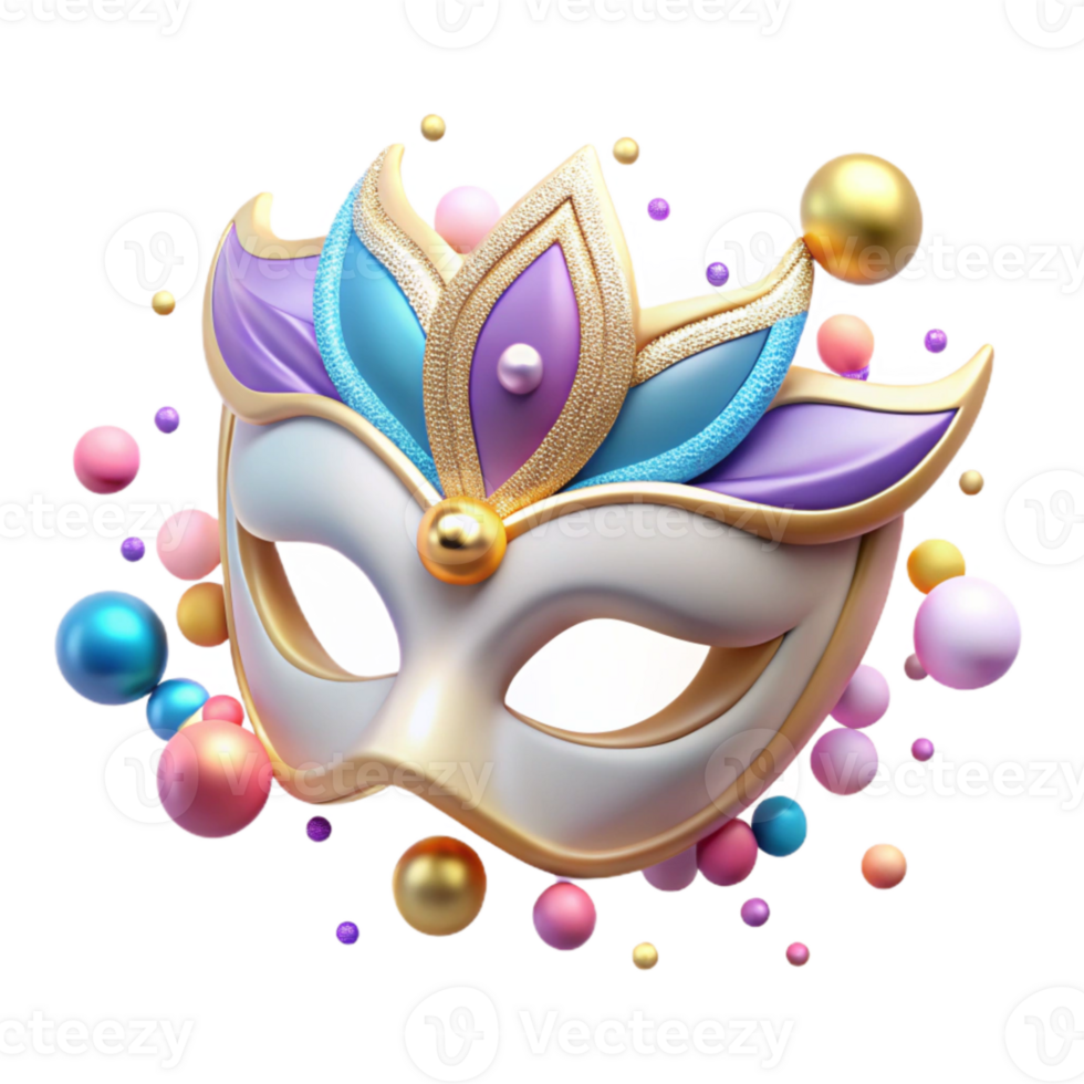 vibrant traditional Masquerade Mask Beaded Decoration Transparent premium png