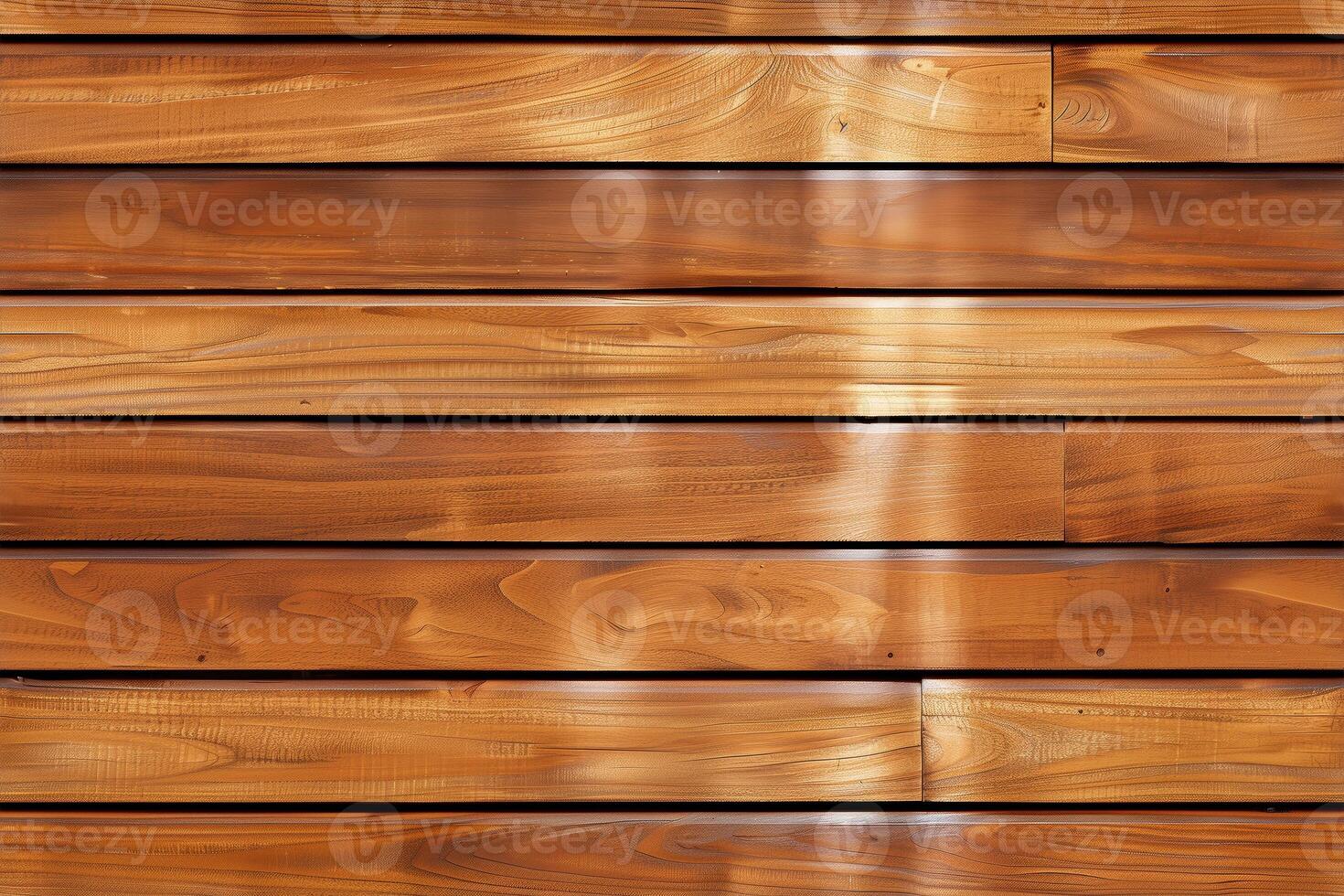 Polished panel wooden planks arranged horizontally, showcasing rich grain patterns and a warm, glossy finish. photo