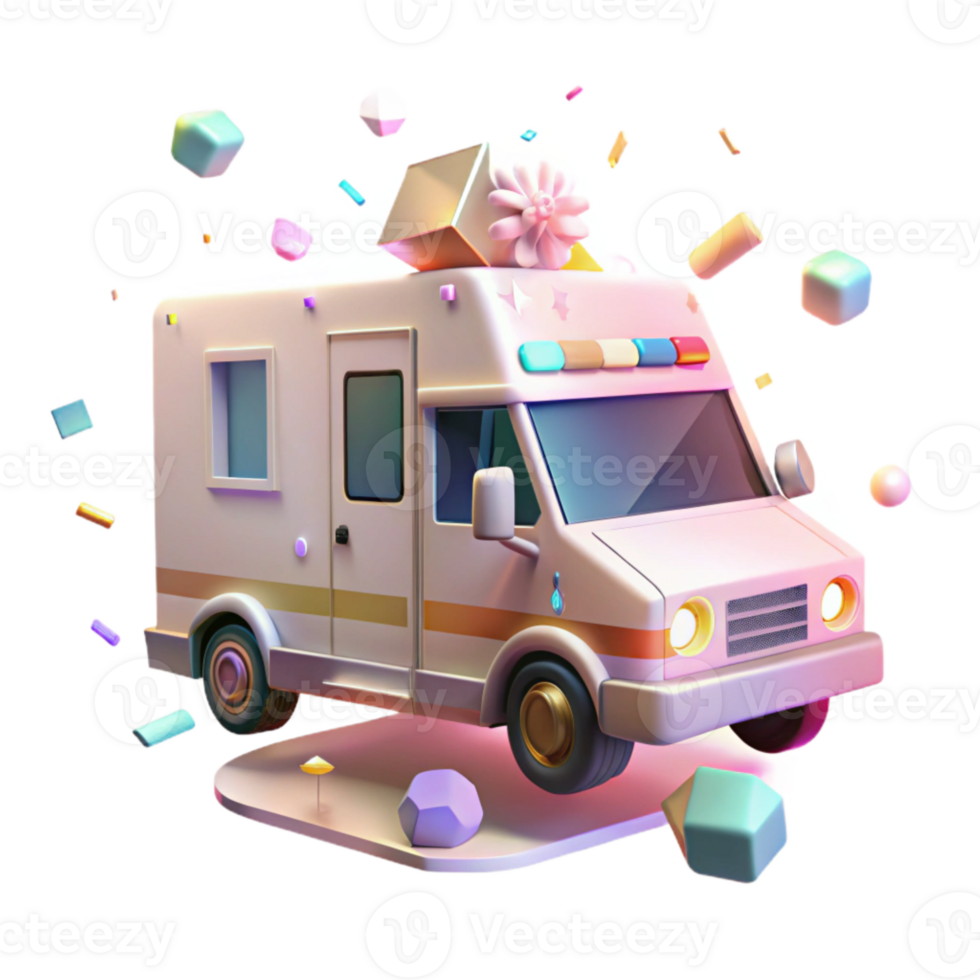 dramatic artistic Medical Ambulance Emergency Vehicle Transparent Background high quality png