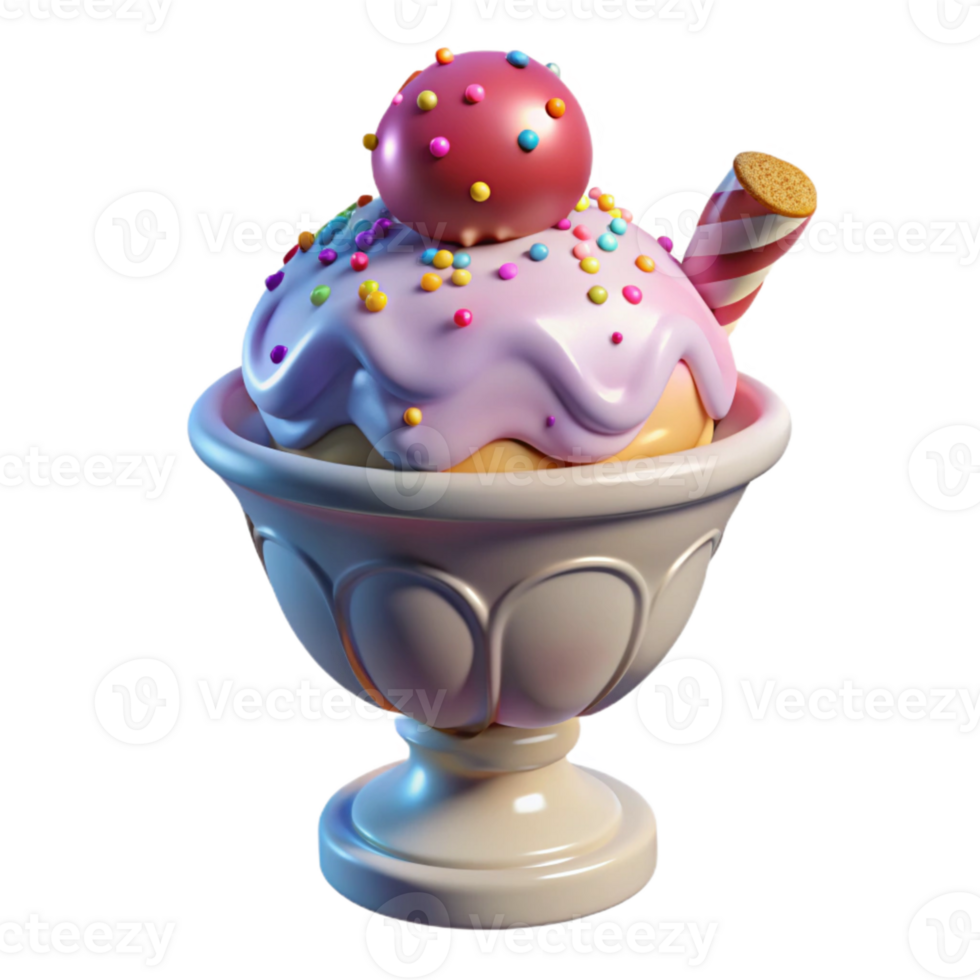 beautiful contemporary Melting Ice Cream Sundae Isolated for Dessert Art Projects premium png