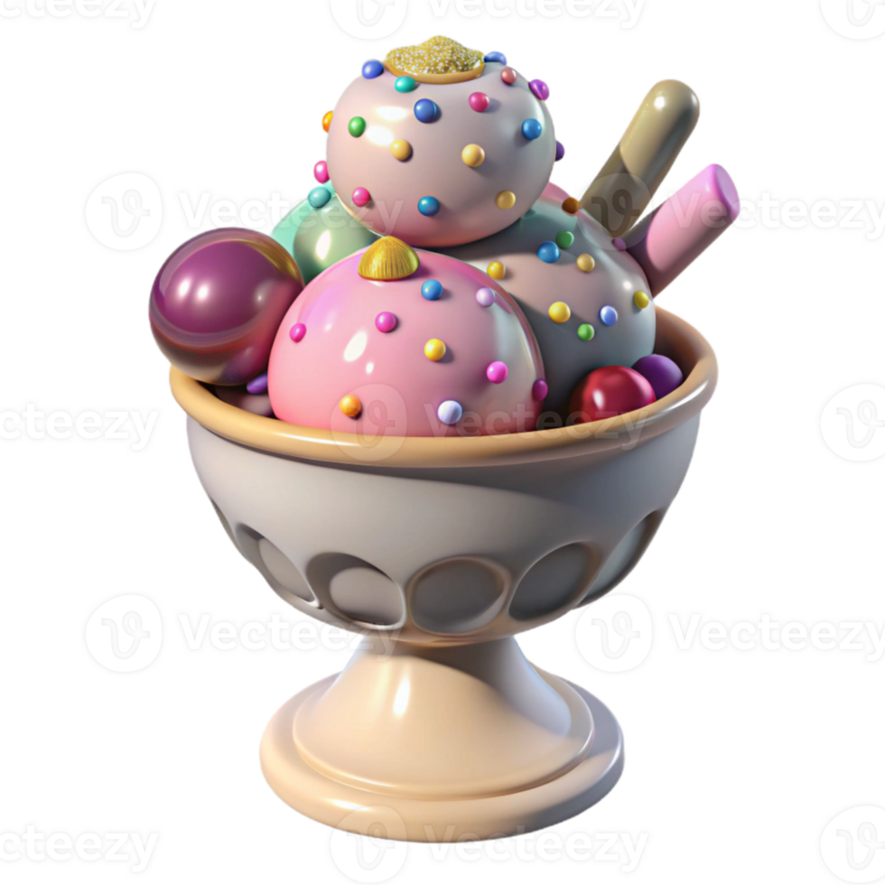 impressive creative Melting Ice Cream Sundae Isolated for Dessert Art Projects authentic png