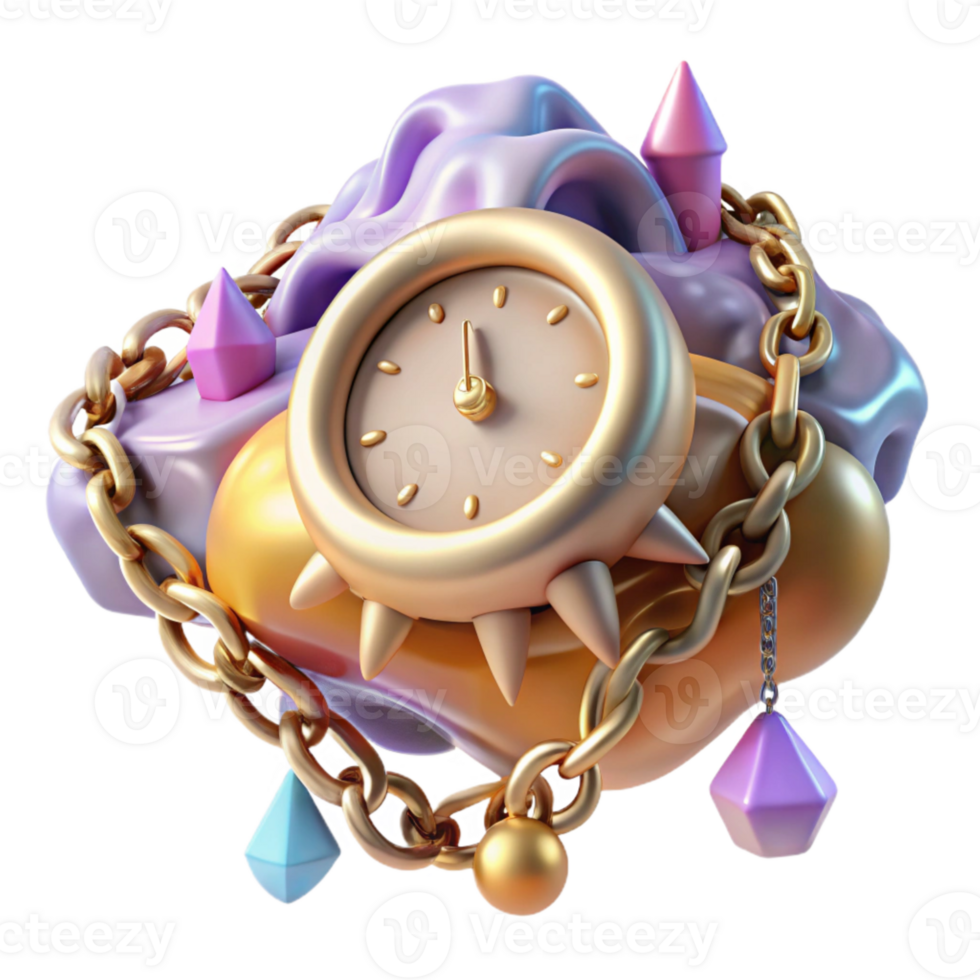beautiful rustic Melting Clock on a Desk Cutout Transparent Background high quality png