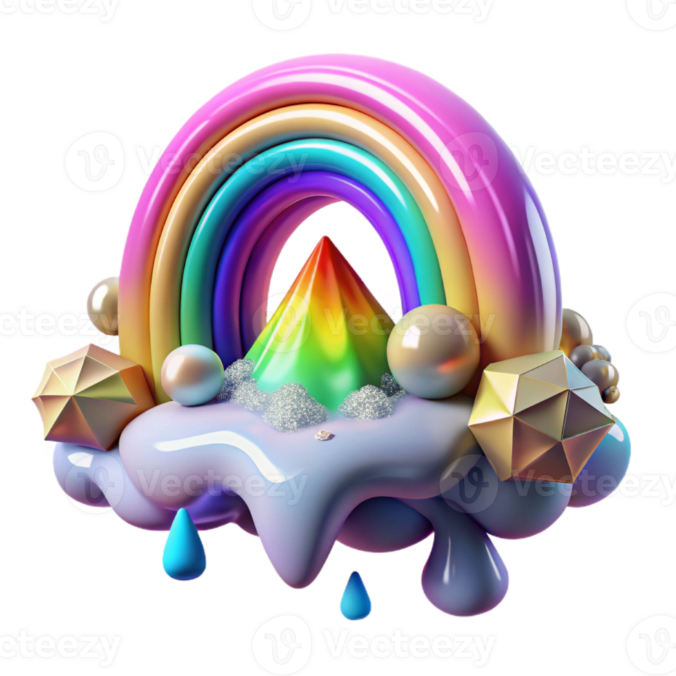 vibrant creative Melting Rainbow Isolated Colorful Dreamscape authentic png