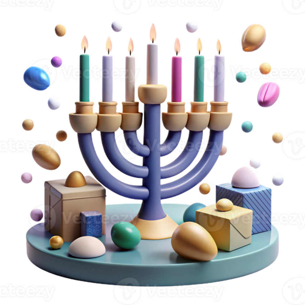 impressive traditional Menorah Nine Candles Hanukkah Cutout for Holiday Celebrations professional png