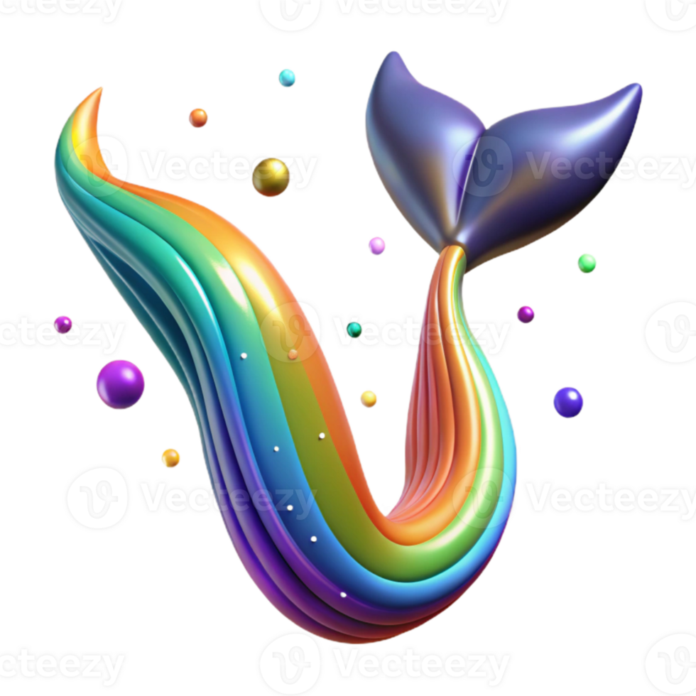 impressive artistic Mermaid Tail Colorful Rainbow Hues Isolated detailed png