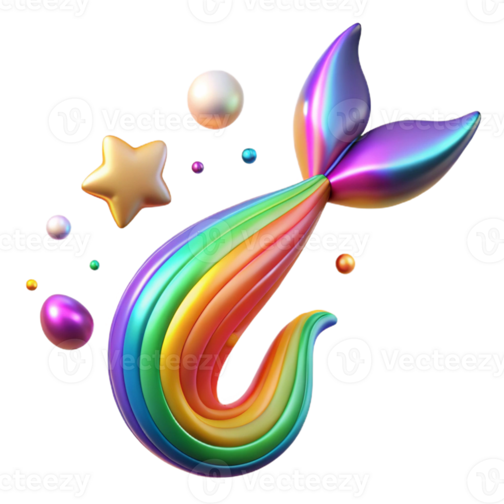 magnificent minimalist Mermaid Tail Colorful Rainbow Hues Isolated premium png