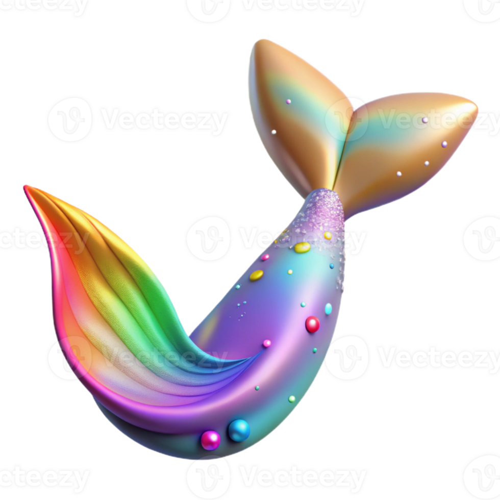 extraordinary vintage Mermaid Tail Colorful Rainbow Hues Isolated genuine png