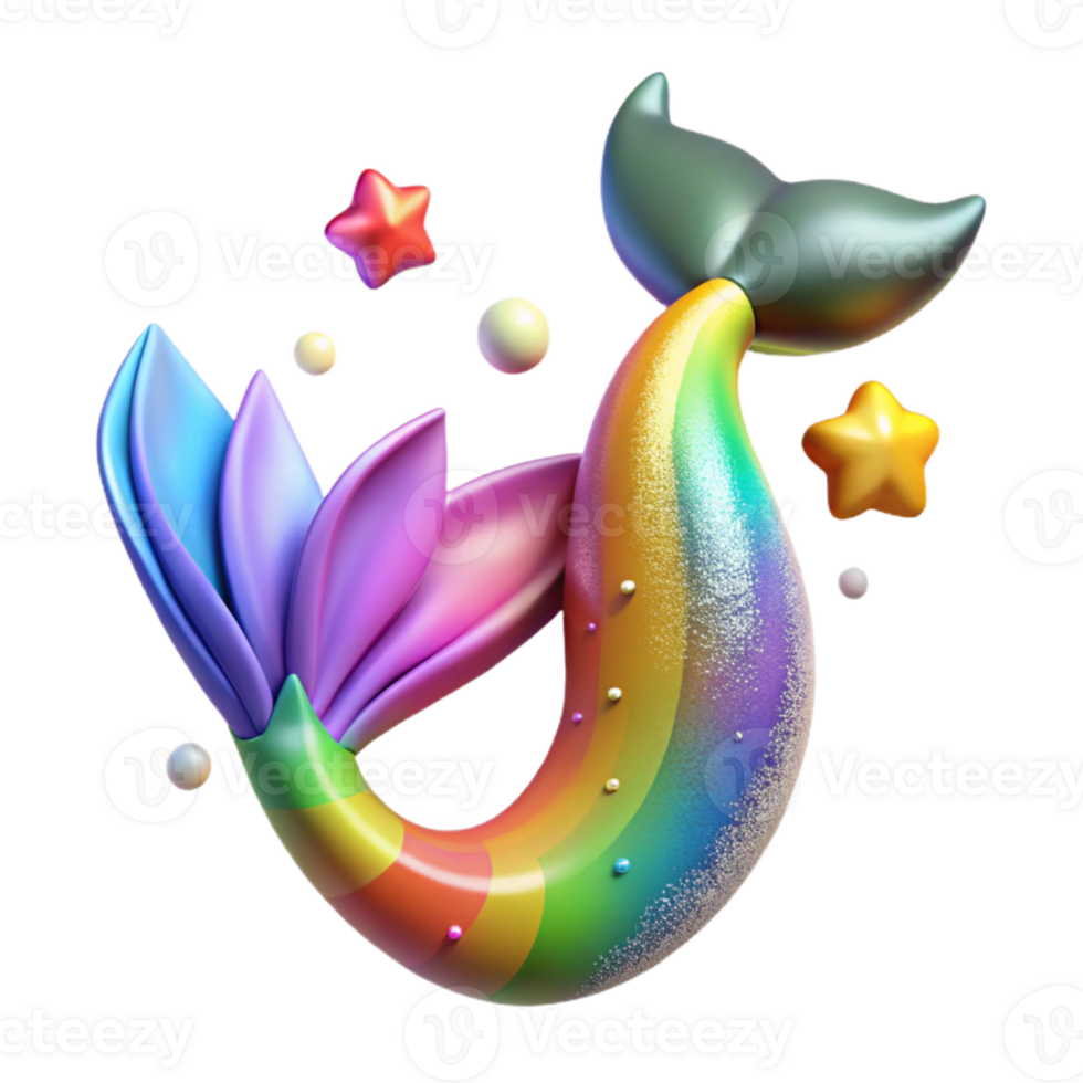 elegant abstract Mermaid Tail Colorful Rainbow Hues Isolated genuine png