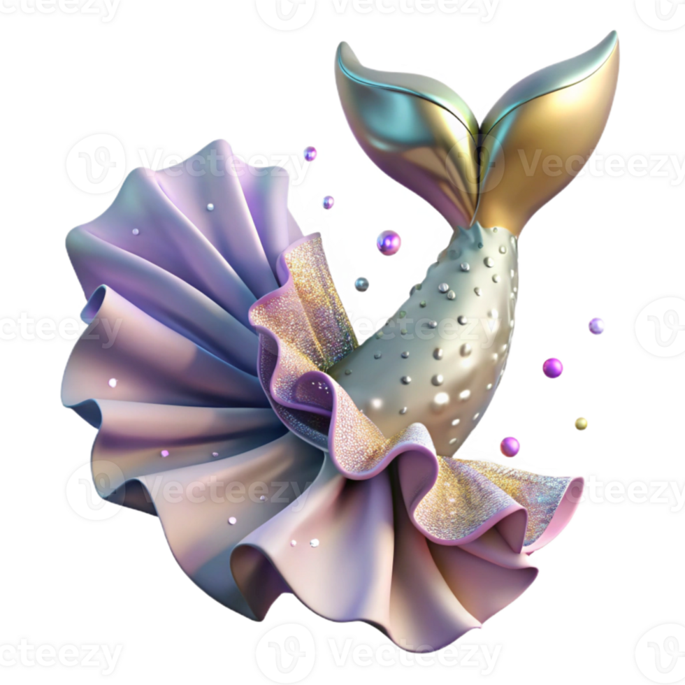 vibrant creative Mermaid Tail Flounce Ruffled Edge Transparent premium png