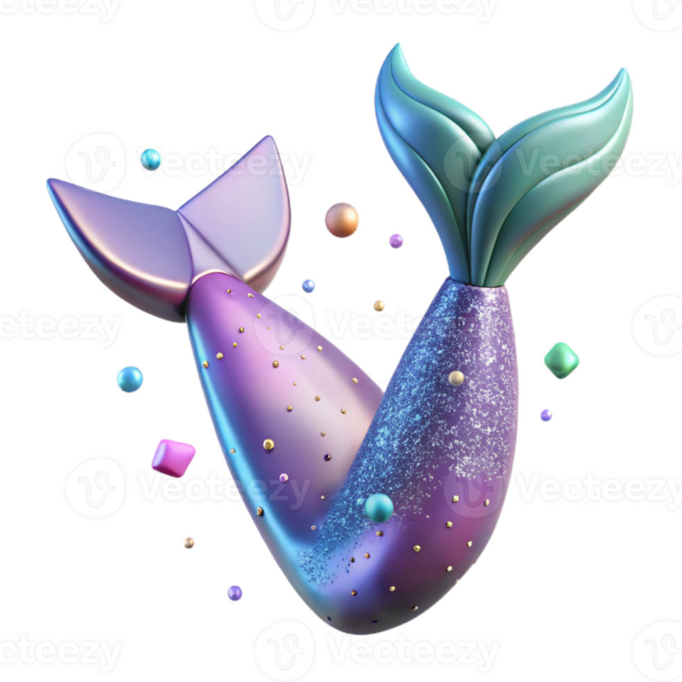 serene vintage Mermaid Tail Illustration for Children's Books Transparent Background detailed png