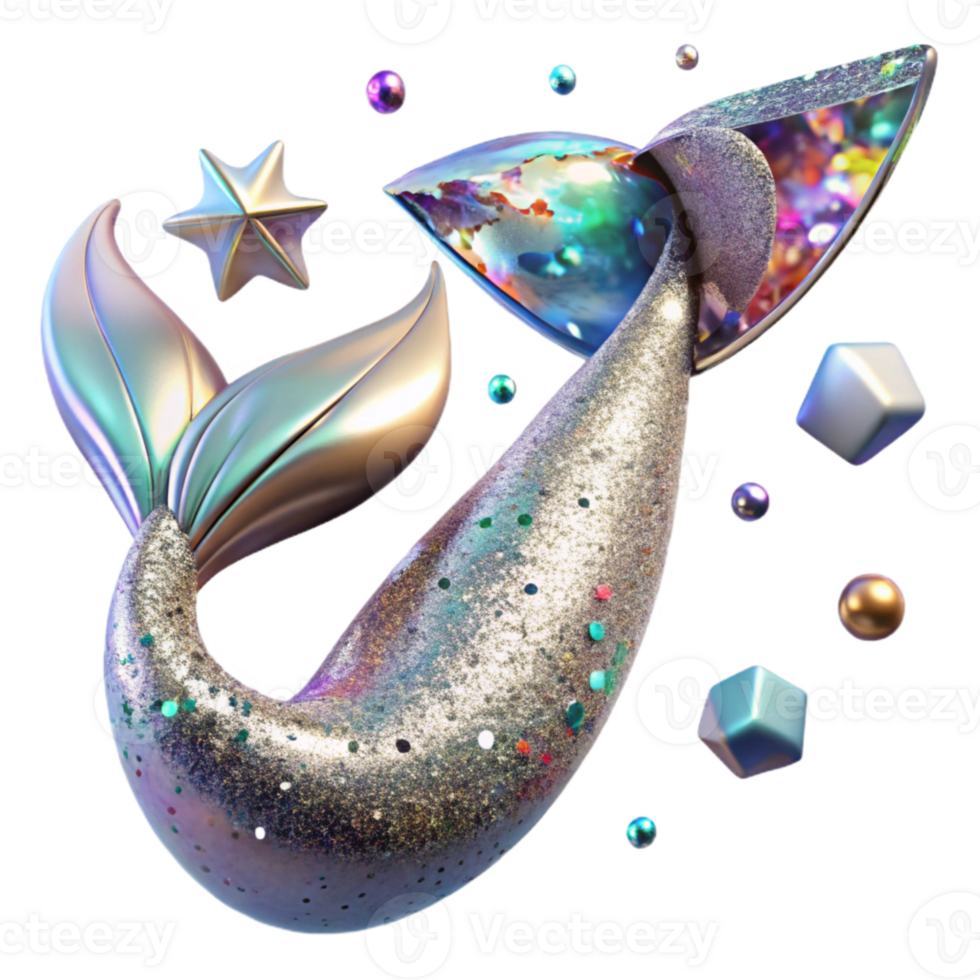 dramatic classic Mermaid Tail Iridescent Shimmering Effect Cutout exclusive png