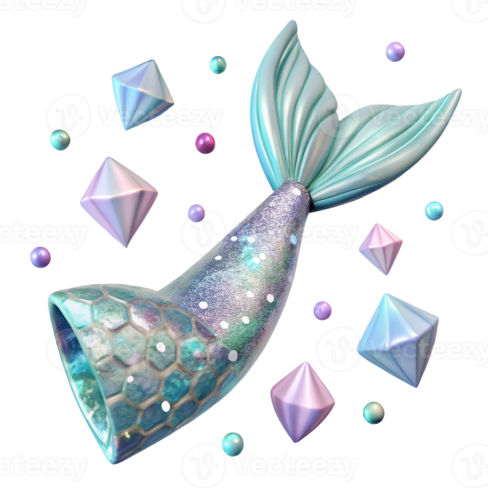serene contemporary Mermaid Tail Pattern for Fabric Printing Transparent Background high resolution png