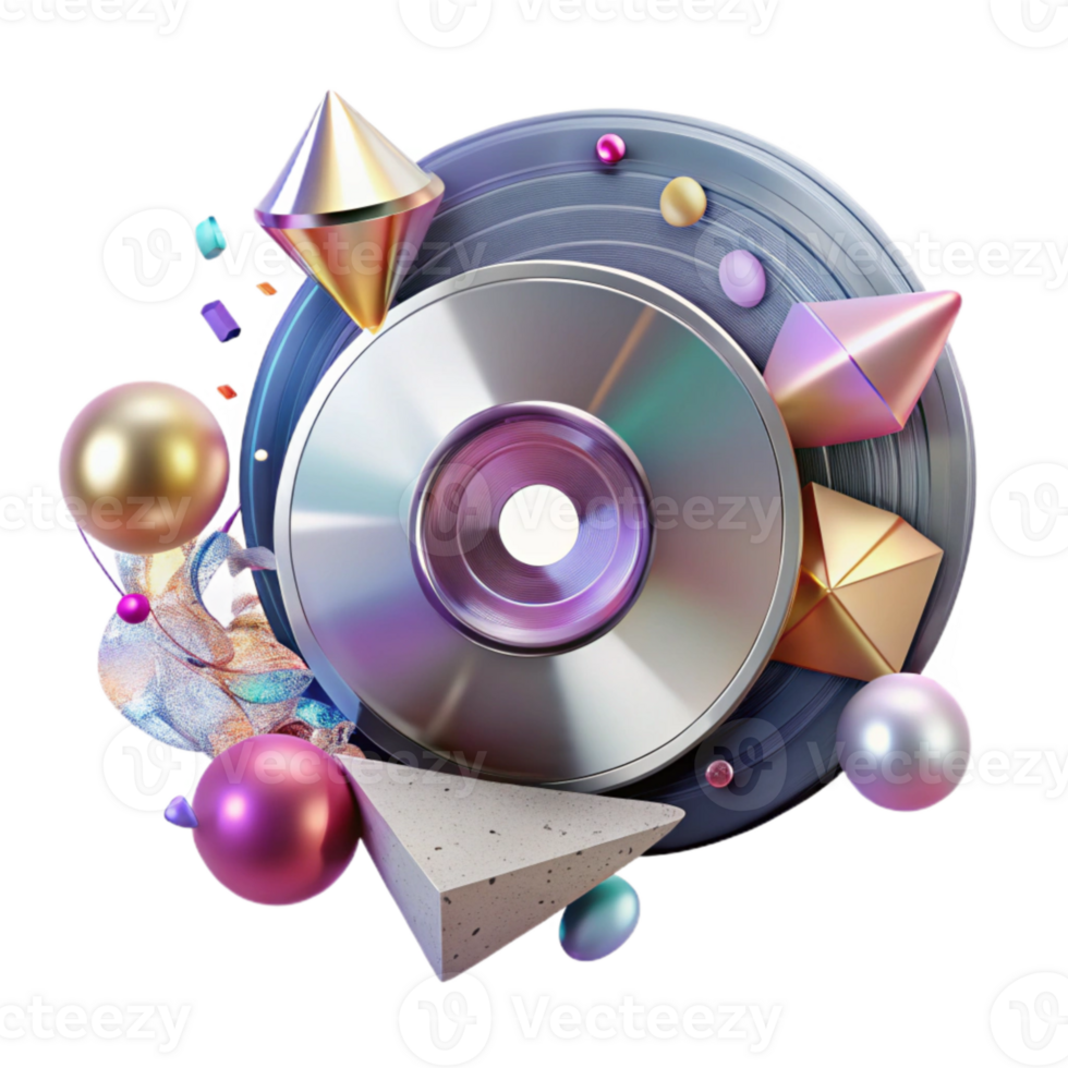 extraordinary artistic Music Studio with Vinyl Record Transparent exclusive png