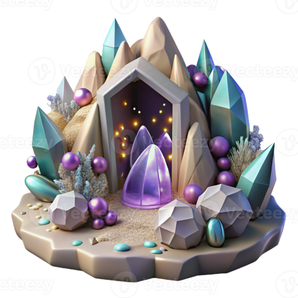 vibrant rustic Mystical Crystal Cave Transparent for Esoteric Art authentic png