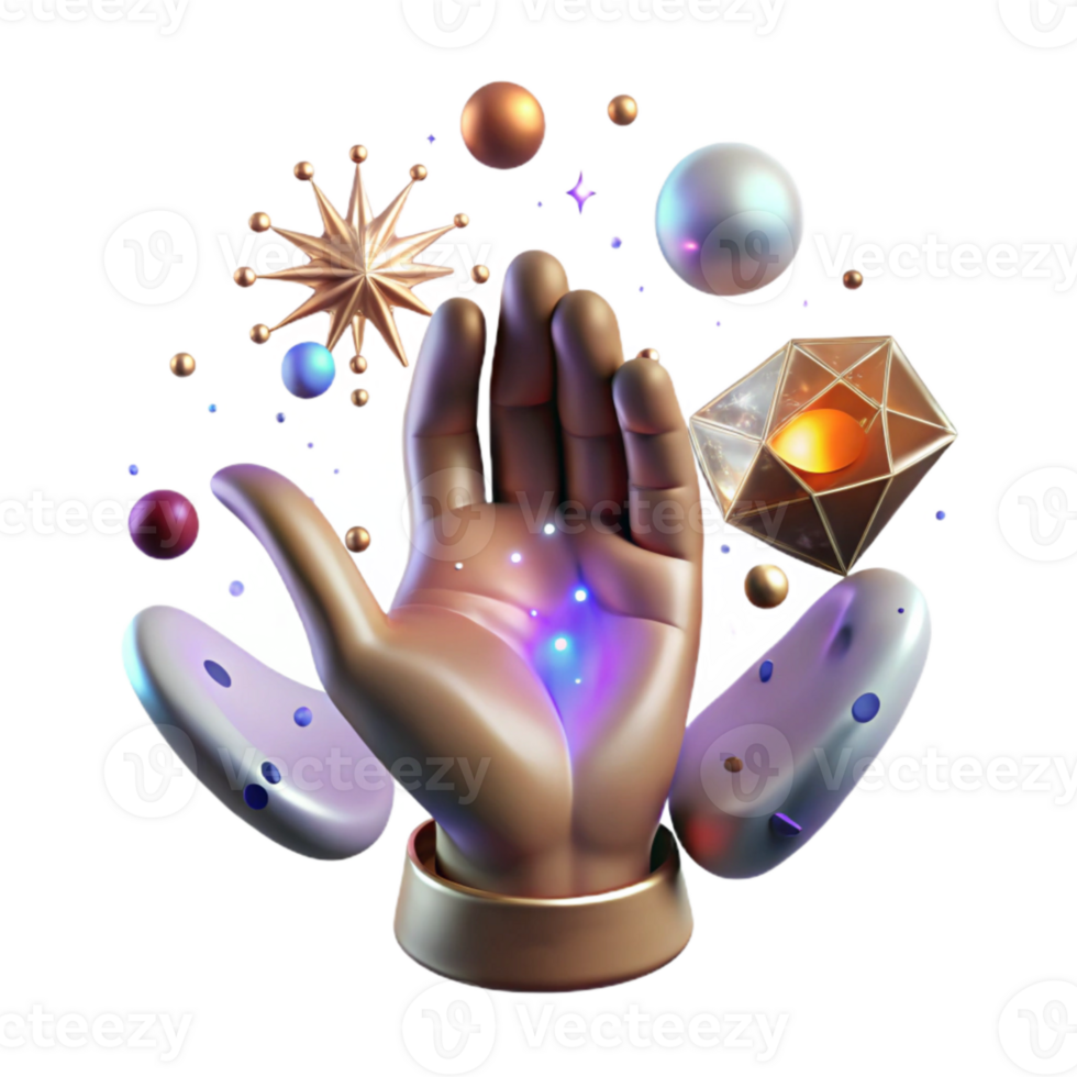impressive minimalist Mystical Hand with Celestial Light Transparent for Spiritual Themes genuine png