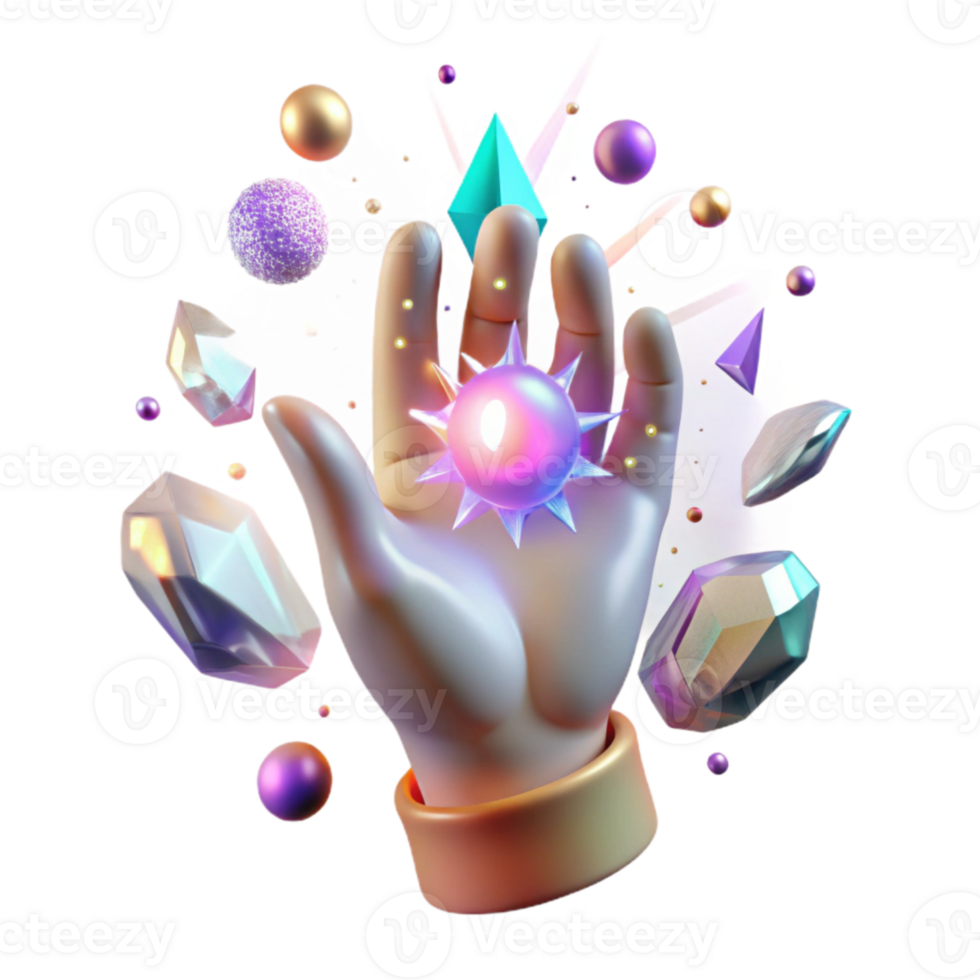elegant vintage Mystical Hand with Celestial Light Transparent for Spiritual Themes authentic png