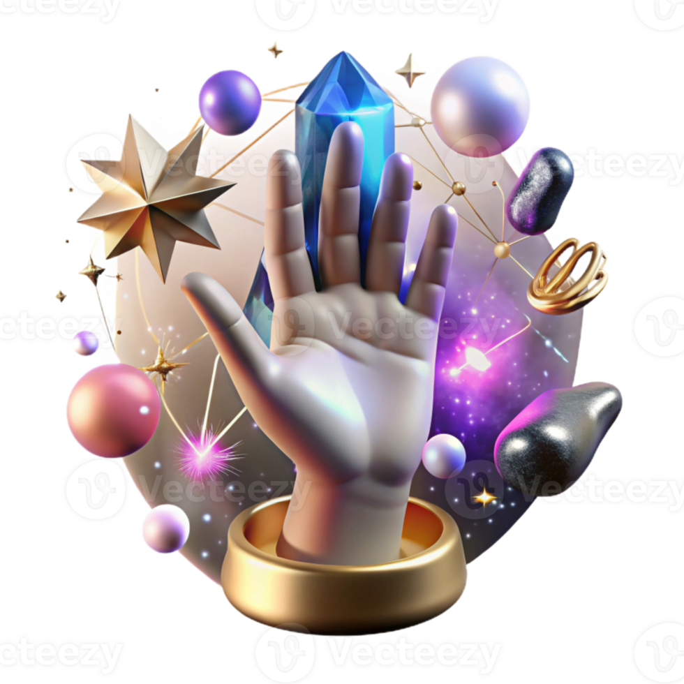 impressive artistic Mystical Hand with Celestial Light Transparent for Spiritual Themes png