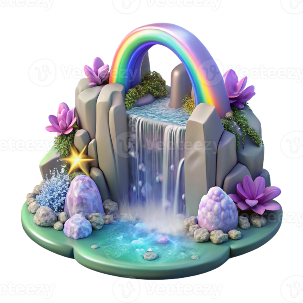 elegant rustic Mystical Waterfall Rainbow Transparent for Nature Designs detailed png