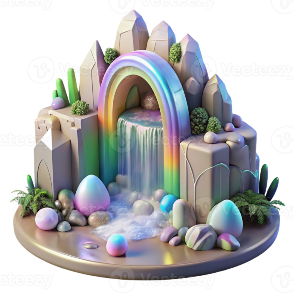 extraordinary vintage Mystical Waterfall Rainbow Transparent for Nature Designs authentic png