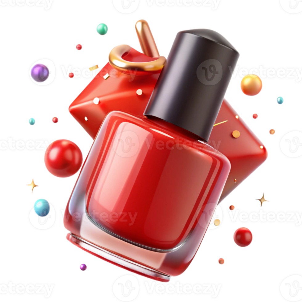 wonderful minimalist Nail Polish Bottle Red Glossy Isolated for Manicure Design exclusive png
