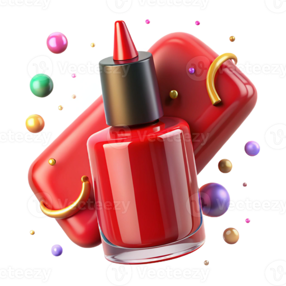 extraordinary modern Nail Polish Bottle Red Glossy Isolated for Manicure Design high resolution png