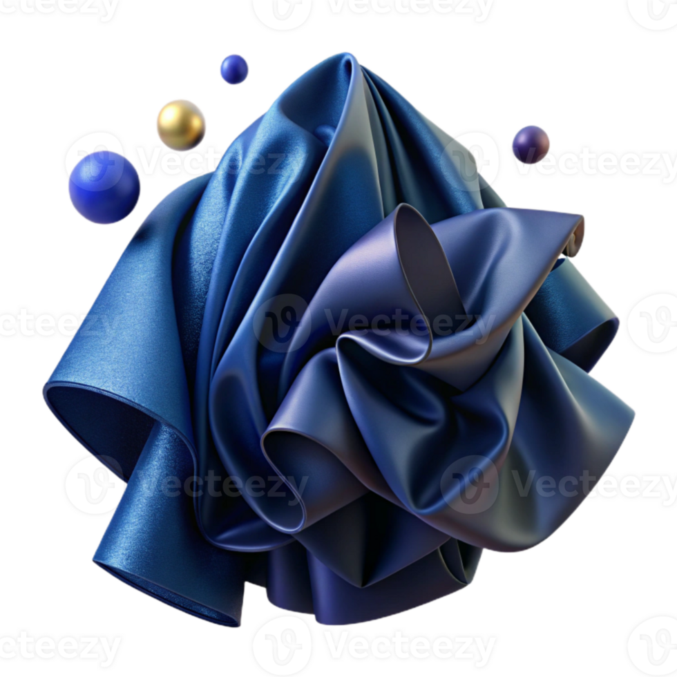magnificent creative Navy Blue Fabric Texture Draped and Folded Isolated authentic png