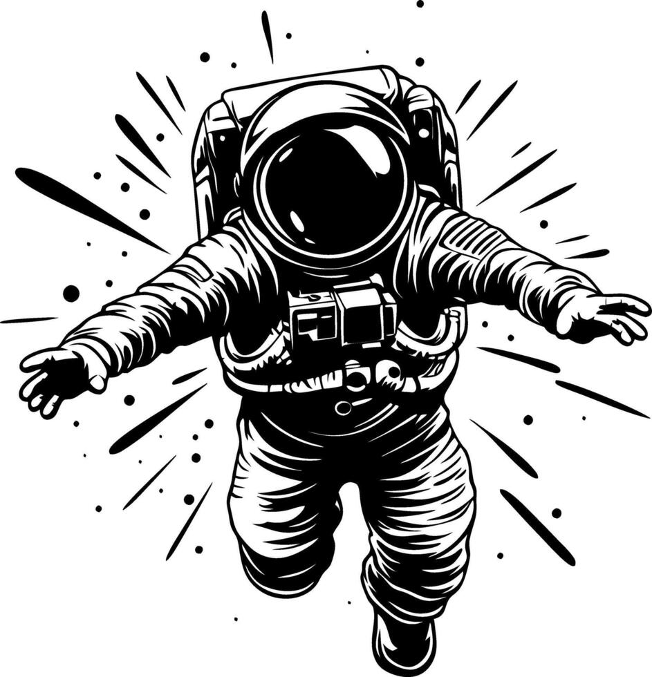 Dynamic Space Explorer Astronaut Illustration for T-Shirts and Posters vector