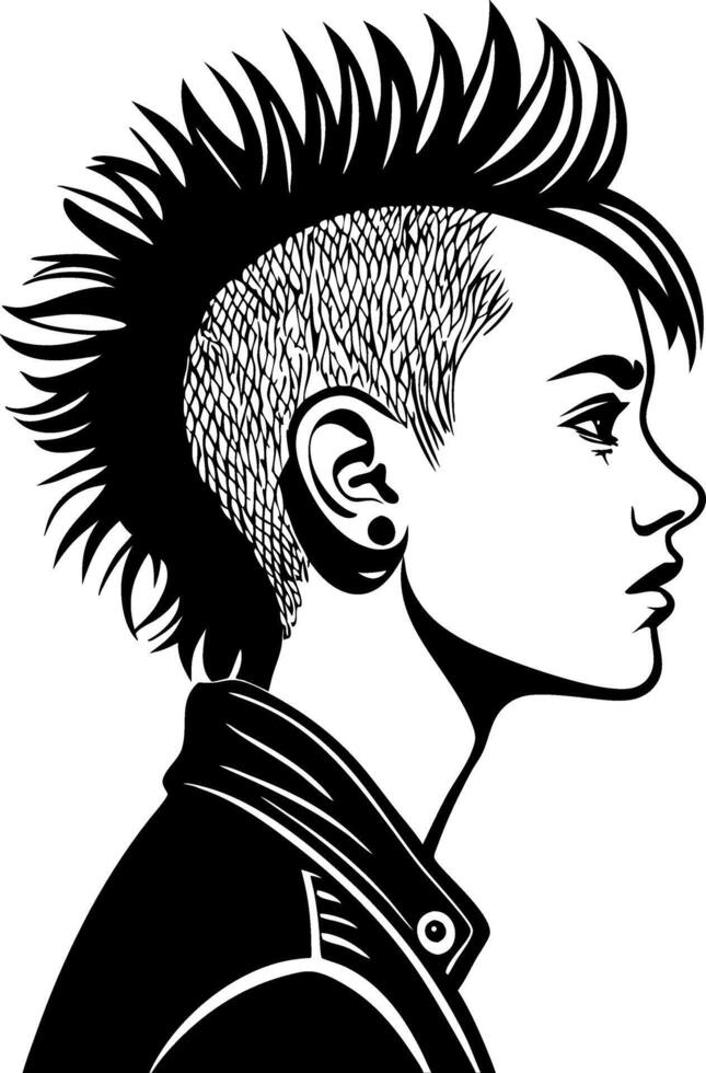 Edgy Profile View of a Young Person with Mohawk Hairstyle Perfect for Tattoo Design and Artwork vector