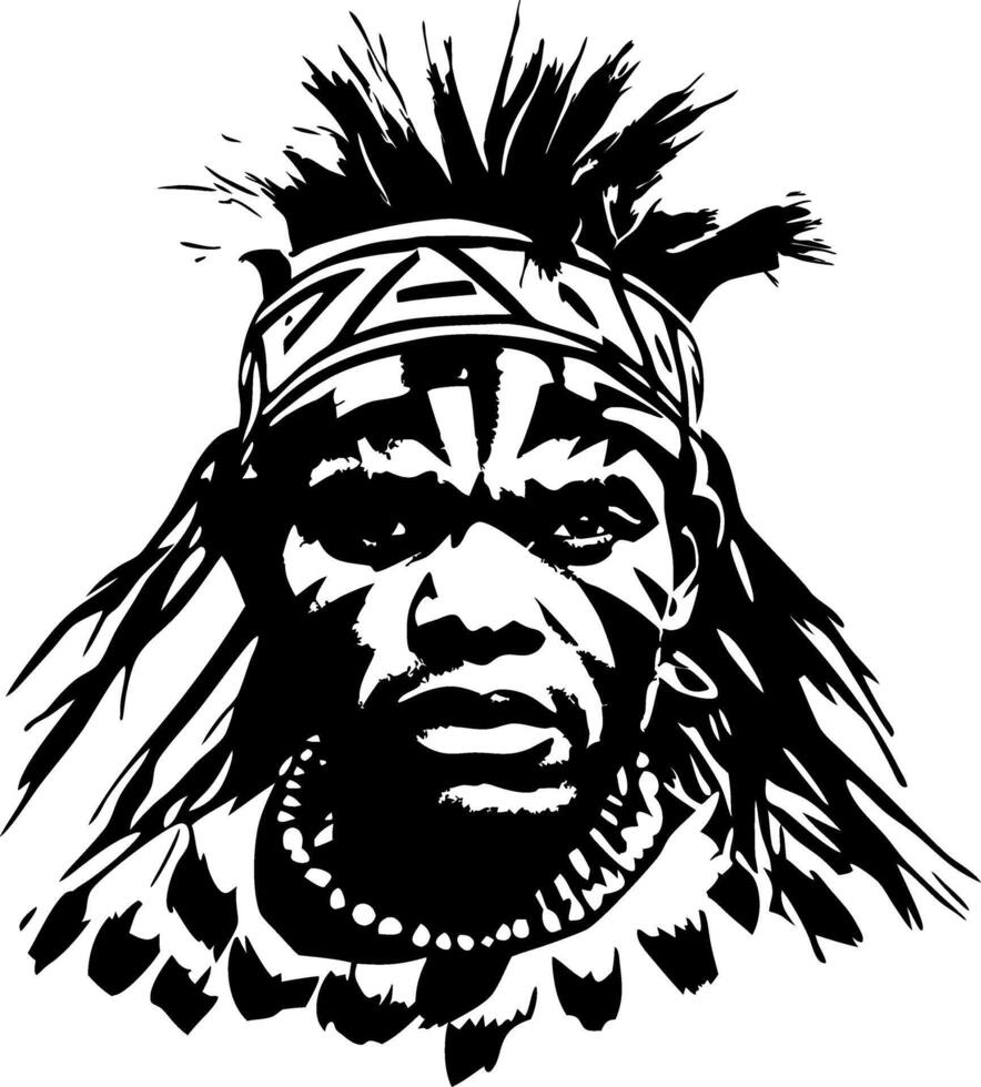 Tribal Warrior Portrait Art for Cultural Representation and Tattoo Design vector