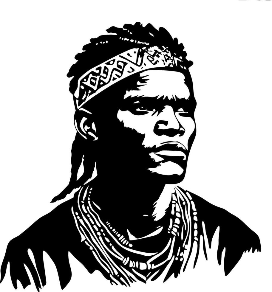 Cultural Portrait of Indigenous Man with Traditional Jewelry and Headband for Graphic Design vector