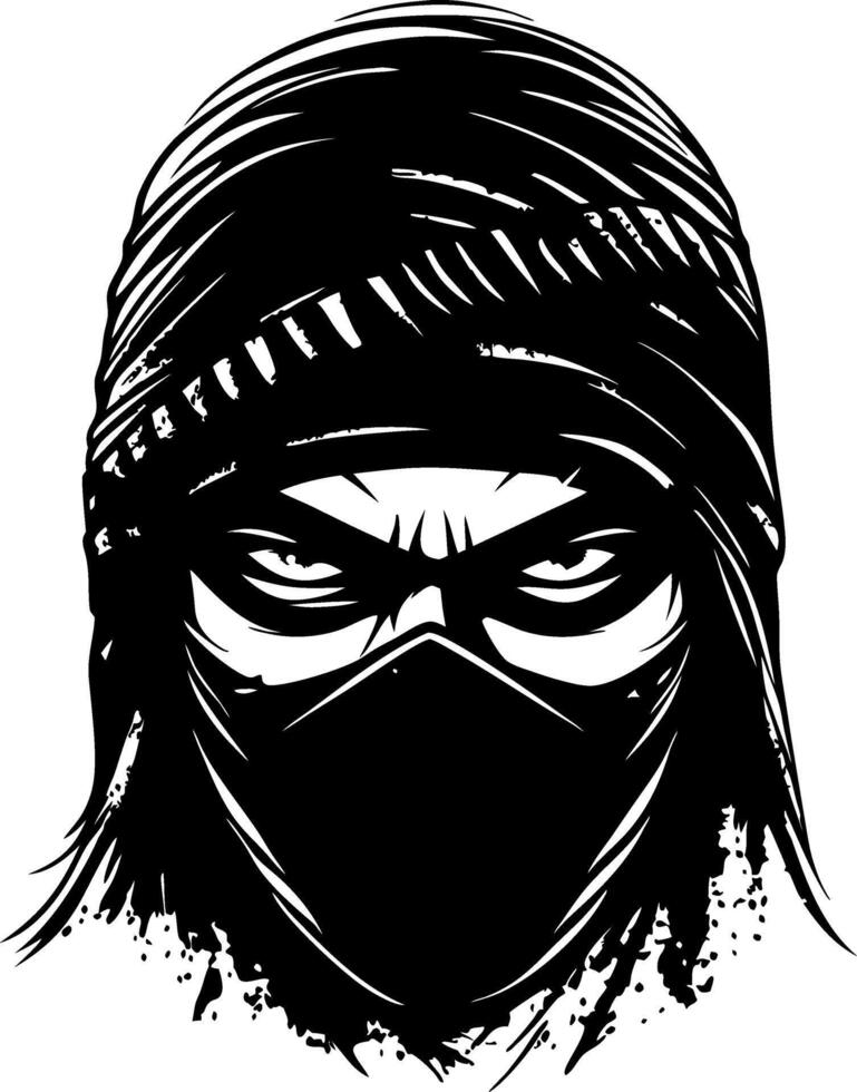 Vigilante Ninja Face Mask Illustration for Tattoo Design and Graphic Decor vector