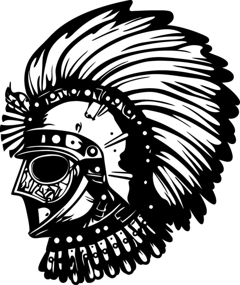 Detailed Roman Gladiator Helmet Illustration with Feather Crest for Tattoo and Artwork Design vector