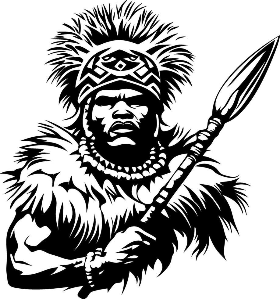 African Warrior with Spear and Traditional Attire Bold Illustration for Art Projects vector