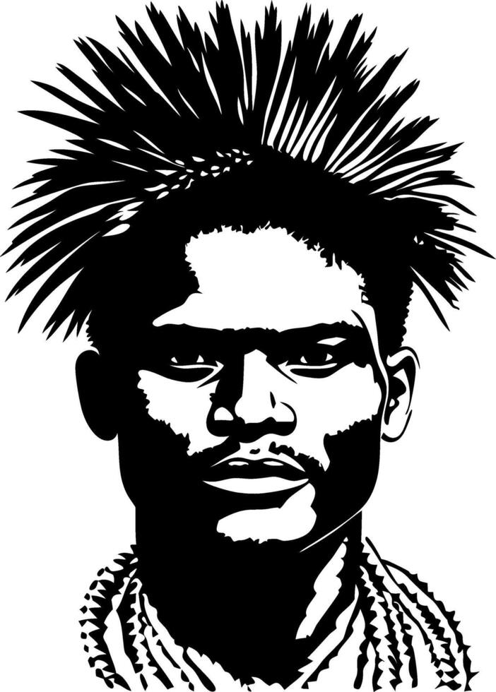 Stylized Portrait of a Man with Spiky Hair Representing Cultural Identity and Strength vector