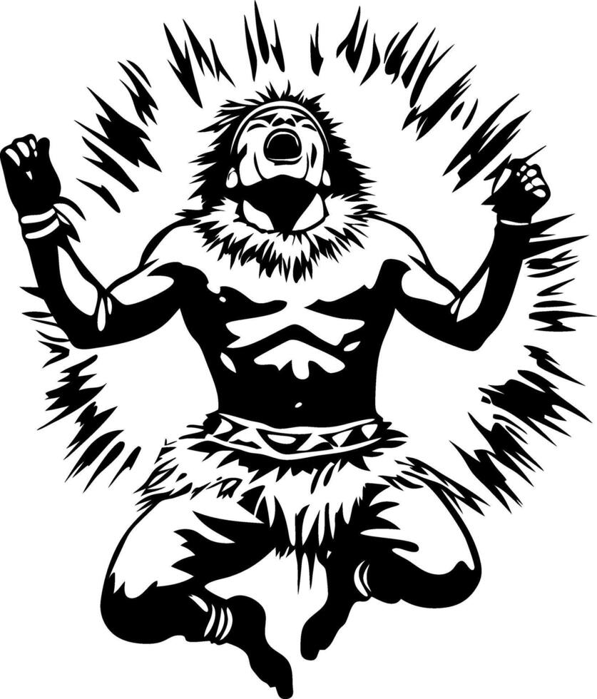 Dynamic Indigenous Warrior with Energetic Pose for Unique Tattoo and Graphic Design vector