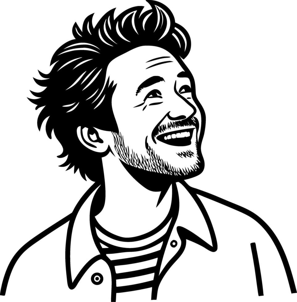 Smiling Man Portrait Illustration for Graphic Design and Tattoo Inspiration vector