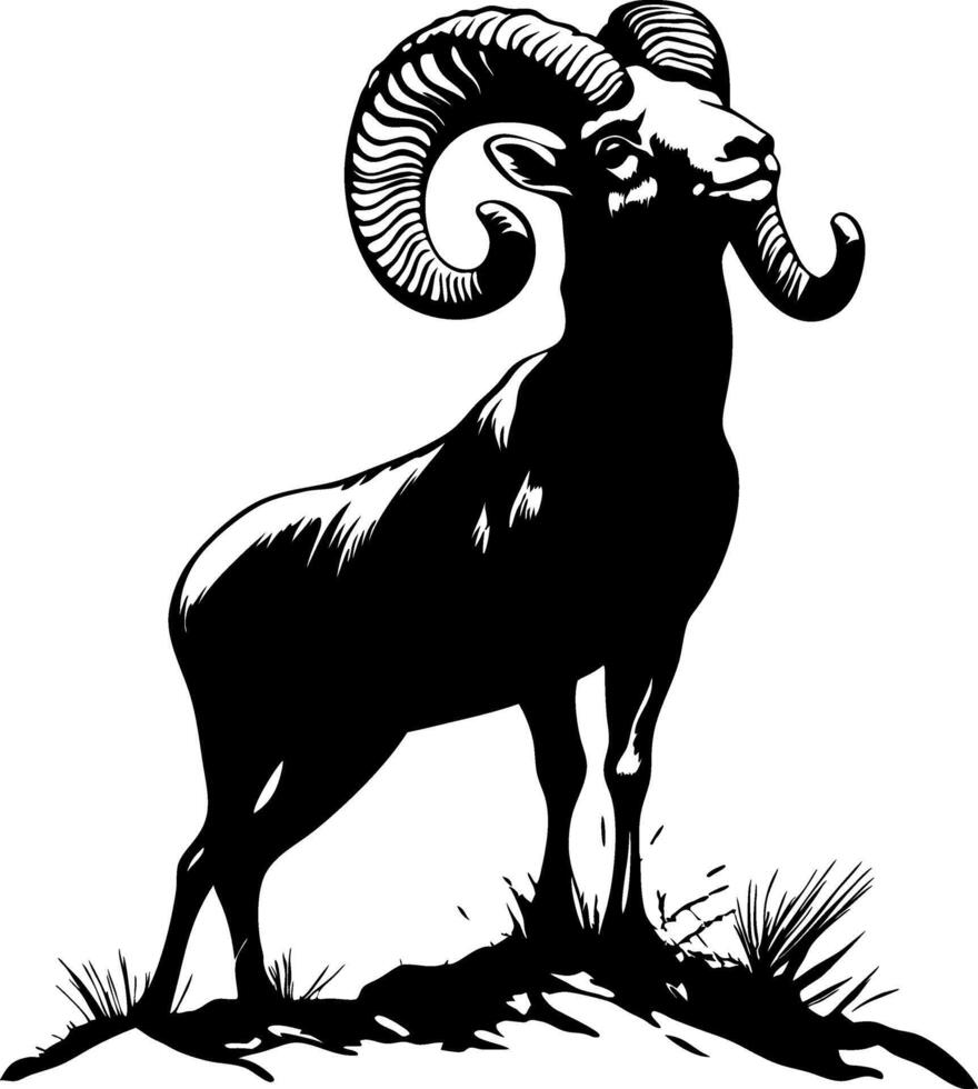 Majestic Mountain Goat Silhouette for Nature and Wildlife Themes in Designs and Illustrations vector