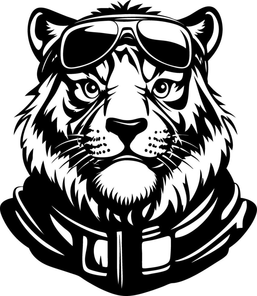 Stylish Tiger Character in Sunglasses Representing Confidence and Strength for Tattoos or Apparel vector