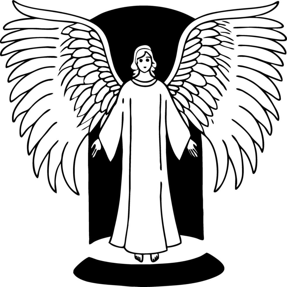 Majestic Angel with Large Wings in Ethereal Pose Ideal for Spiritual Artwork and Designs vector