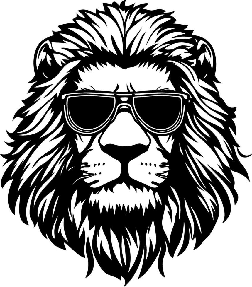 Lion Wearing Sunglasses Bold Graphic Design for Tattoo and Shirt Illustration vector