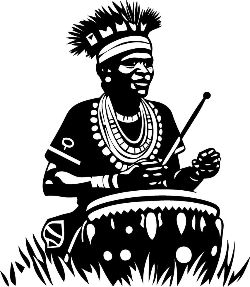African Drummer Illustration Celebrating Heritage Rhythm and Culture Ideal for Tattoos Crafts vector