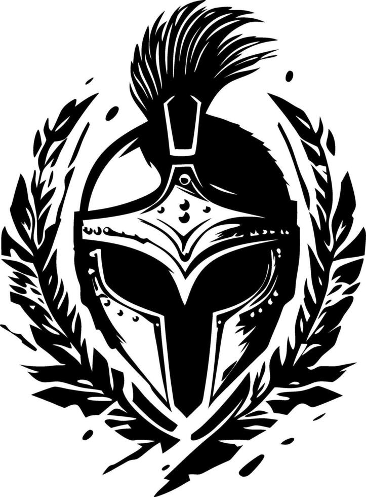 Spartan Helmet with Laurel Wreath Art for Tattoo Design and Merchandise vector