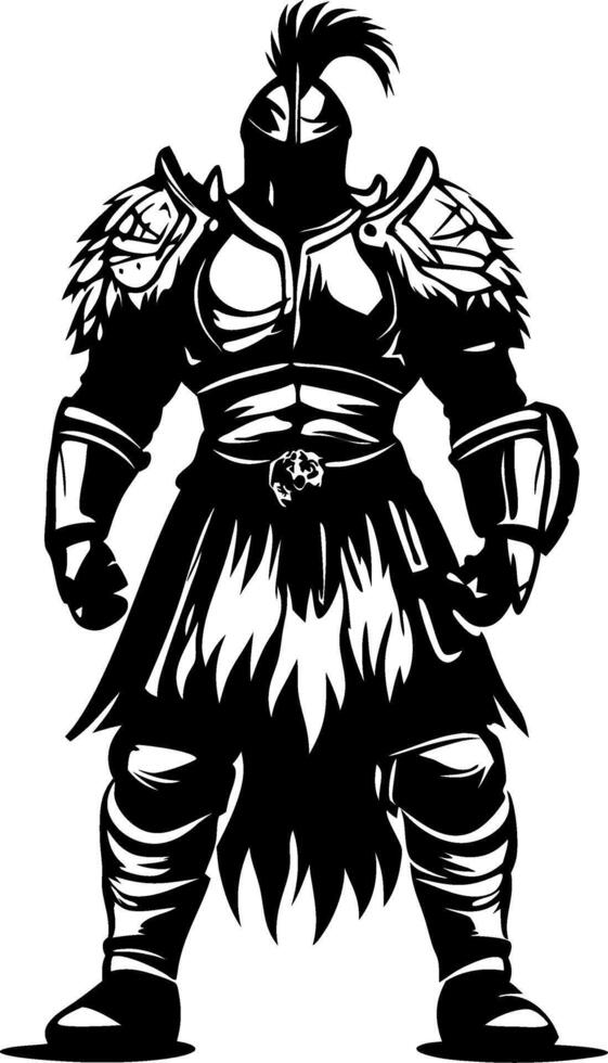 Powerful Medieval Knight Armor Illustration Suitable for Tattoos and Fantasy Artwork vector