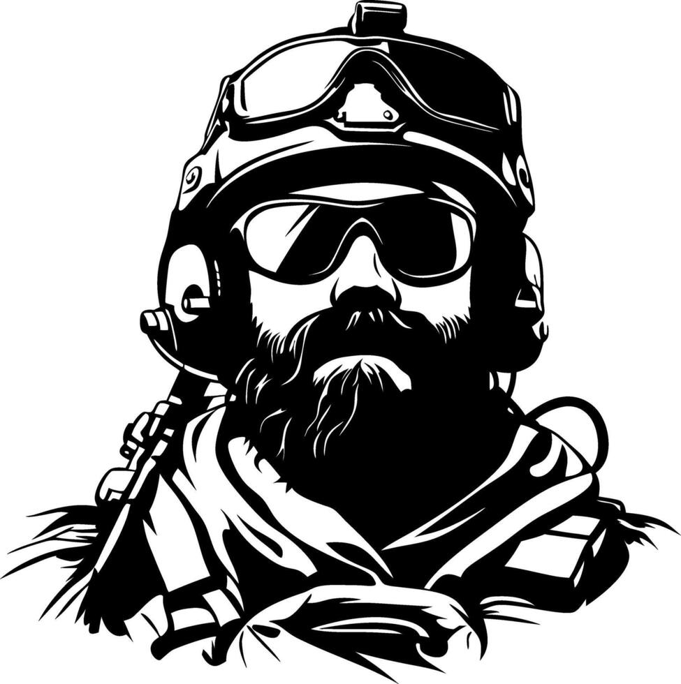 Military Soldier Portrait in Sunglasses and Headgear Perfect for Tattoo Designs and Apparel vector